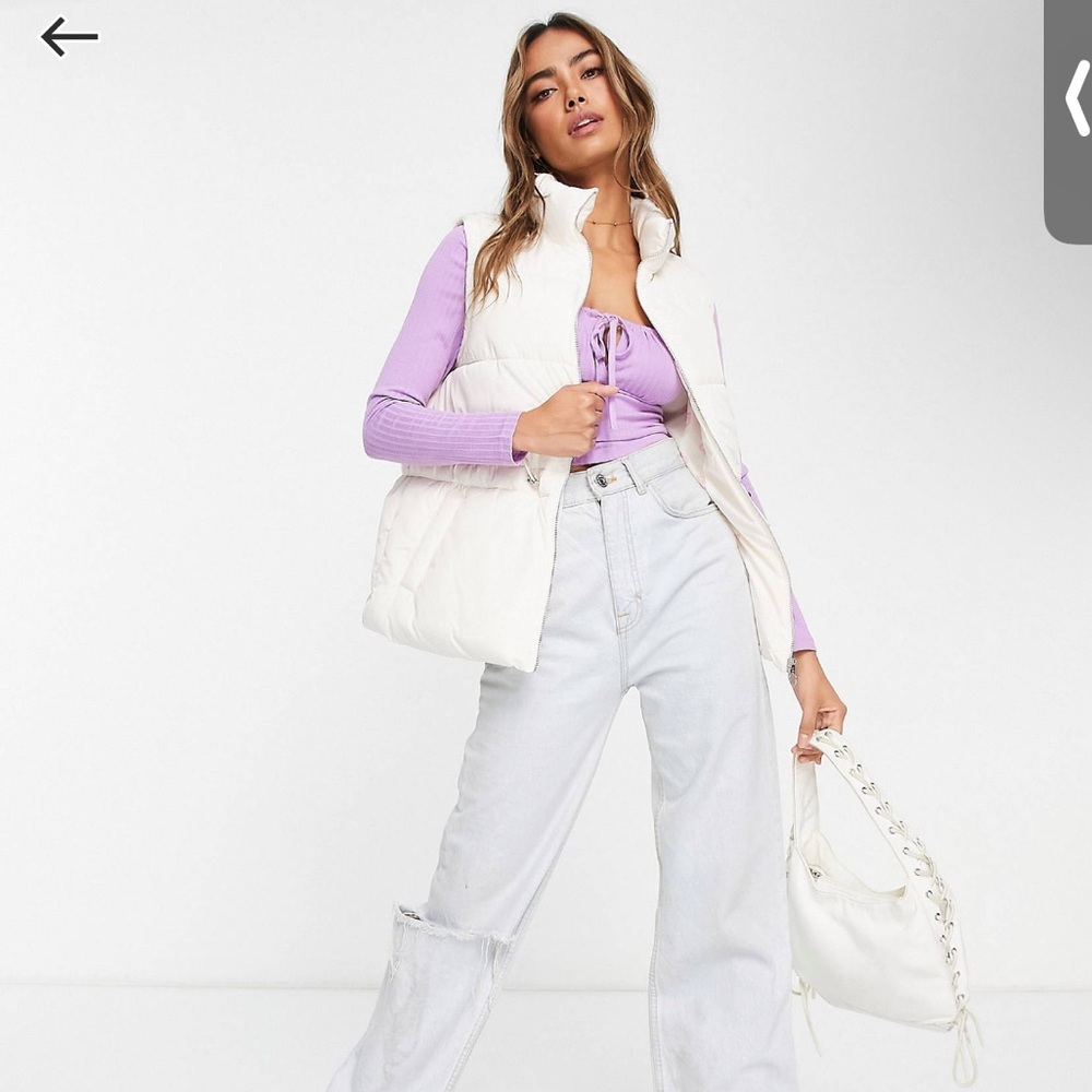 ASOS miss selfridge sleeveless waisted long line puffer vest NWT